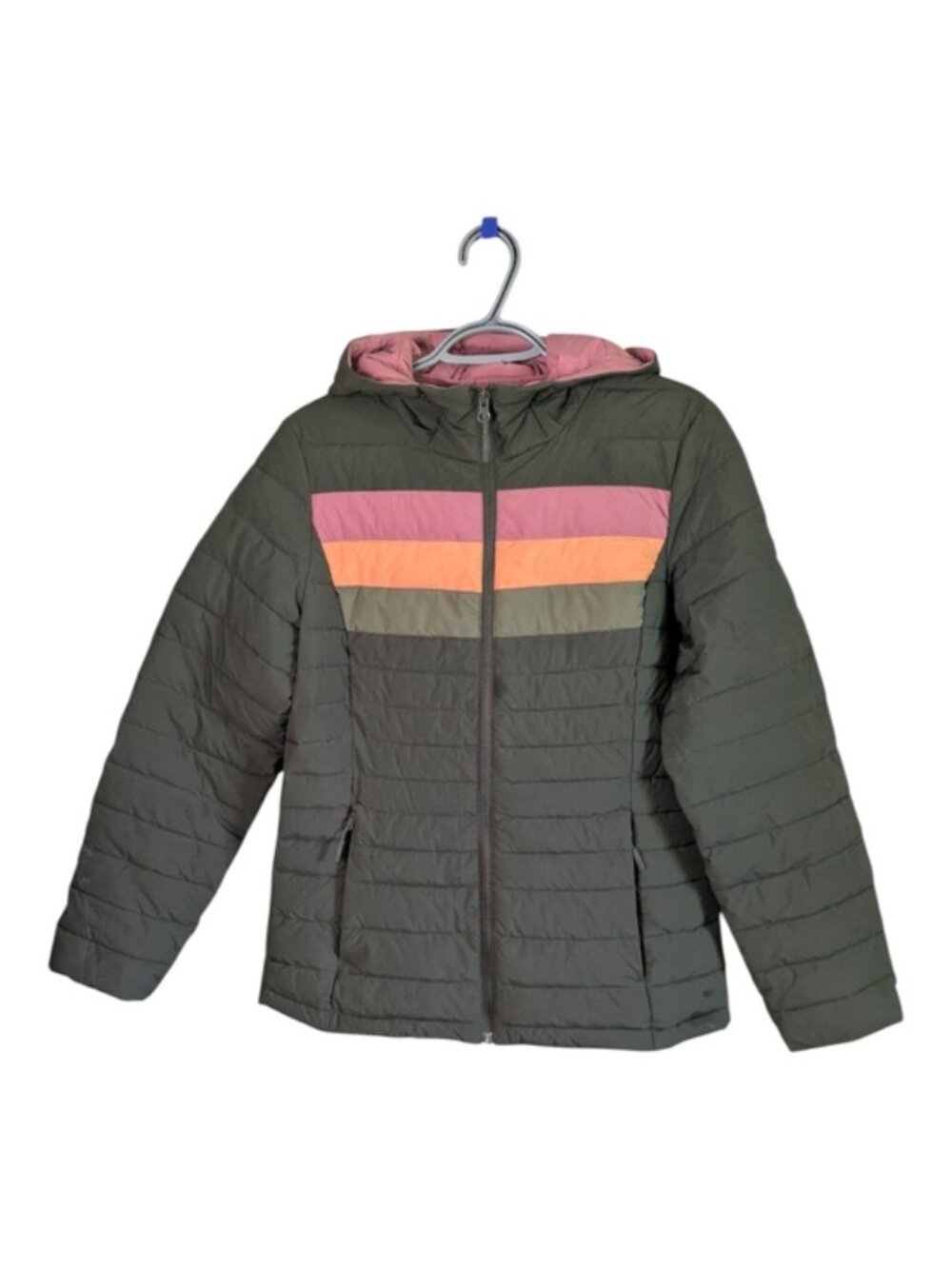 HFX Outdoors Women's Retro Stripe Stretch Hooded Puffer Jacket Size Small